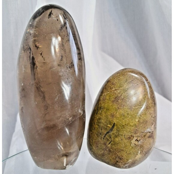 Smoky Quartz Green Opal Tower Set Protecting and Calming Crystal Set - Picture 4 of 13